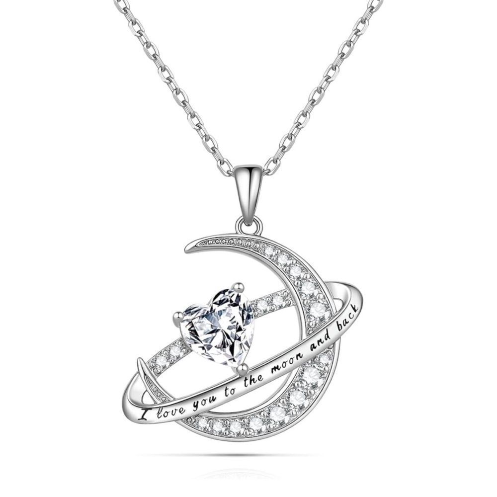 14k Love You to the Moon and Back Necklace Handmade Engraved Gift